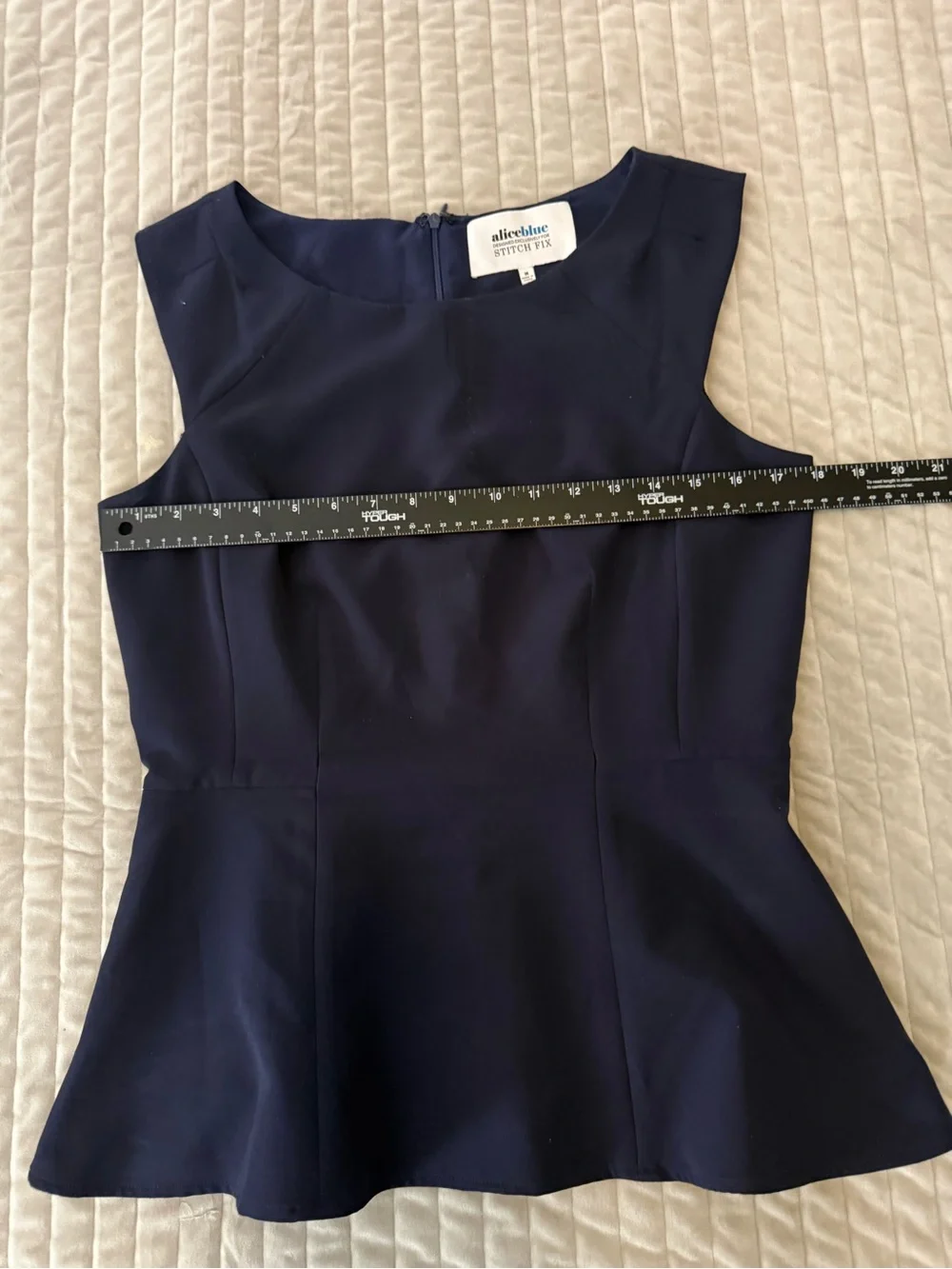 Alice Blue Navy Blue Sleeveless Peplum Top - Size M